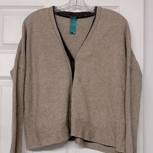 Avoca Cashmere and Wool V Neck Neutrals Tan Cardigan Sz M / L